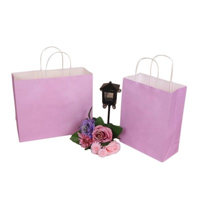 New Design Recycled Custom Printing Logo Packing Light Violet Shopping Kraft Paper Bag